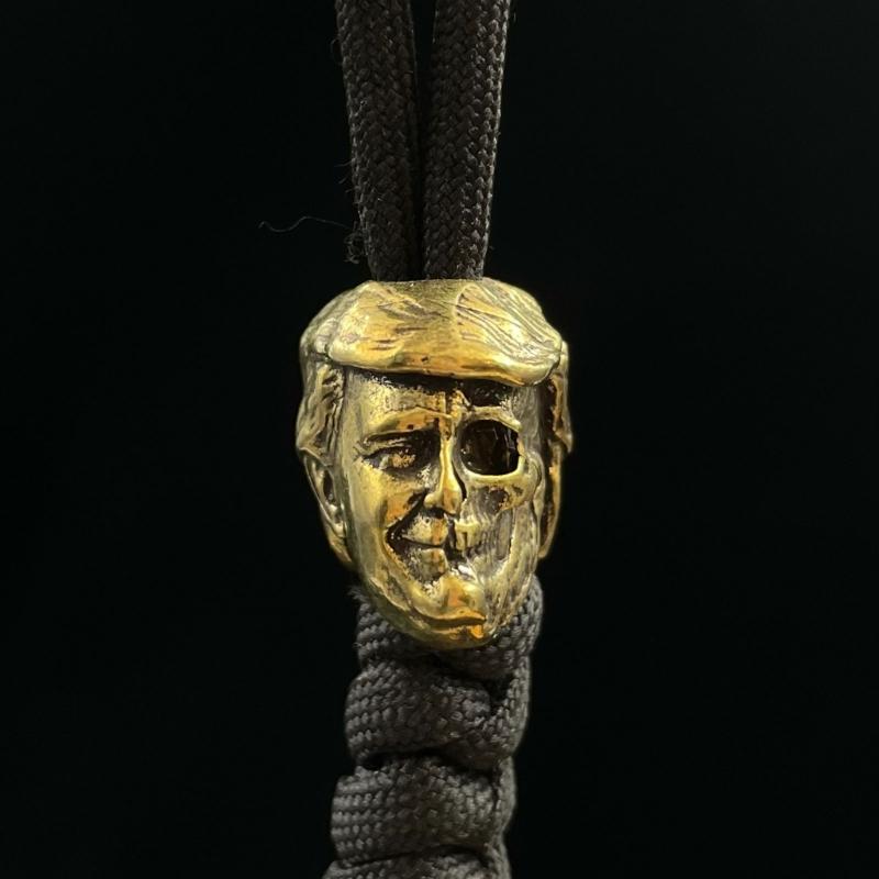 Brass Skull Charm Skull Jewelry Pendant Bead Charm Lanyard Bead Brass Texture Suitable for Bracelets and Keychains