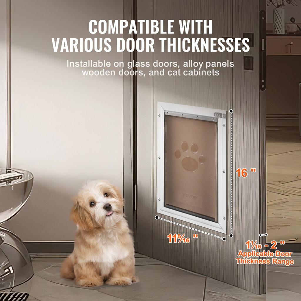 Pet Door for Door with Lock and Magnetic Flap System Aluminum Frame M