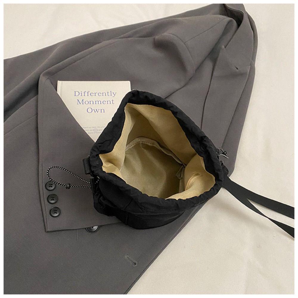 Korean Style Nylon Shoulder Bag Handbag Small Crossbody Bag Casual Drawstring Bucket Bag  Girls