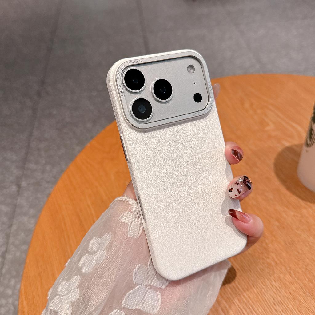 Luxury Matte PU Leather Texture Phone Case for iPhone 17 Air 16 15 14 Plus 13 12 Pro Max Metal Lens Protection Shockproof Cover