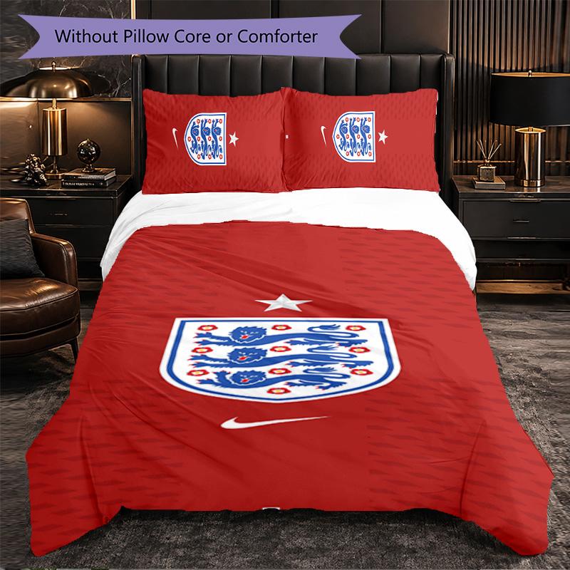 Set Biancheria da Letto a 3 Pezzi Nazionale di Calcio Inglese Morbido Set Copripiumino con Federe Set Decorazione Camera da Letto per la Casa