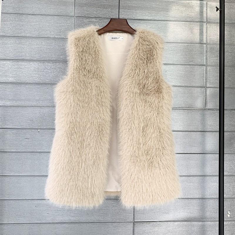 Imitation Tuscan fox fur winter midi length imitation fur vest warm women's vest jacket