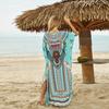 Cotton Print Loose Plus Size Dress Beach Jacket Vacation Dress Bikini Blouse Swimsuit