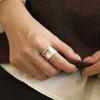 Simple Silver Band Ring Adjustable Open Ring Minimalist Handmade Wide Band Ring Couple Jewelry for Men Women