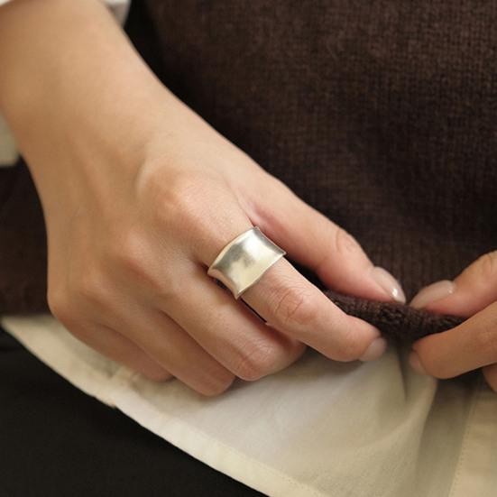 Simple Silver Band Ring Adjustable Open Ring Minimalist Handmade Wide Band Ring Couple Jewelry for Men Women