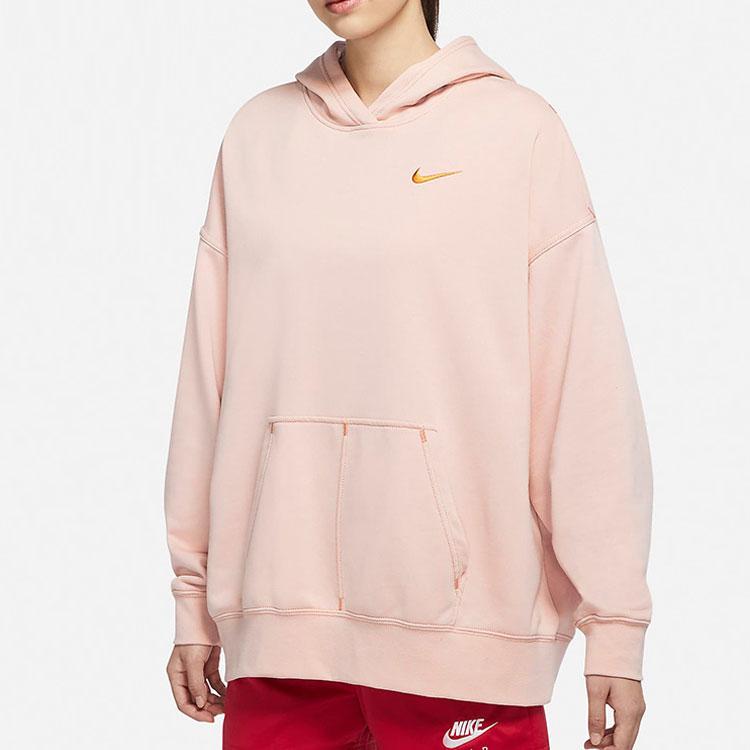 Nike Embroidered Logo Pullover Hoodie Women Tops Oxford-Pink DM6202-601