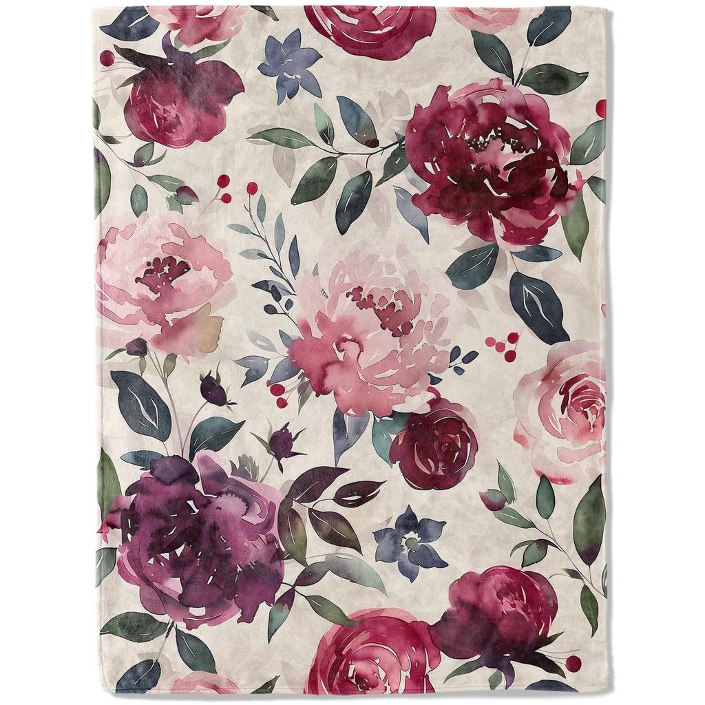Romantic Rose Floral Blanket For Valentine's Day Gift Soft Flower Fleece Blanket for Bed Sofa Couch Chair Outdoor Travel Camping