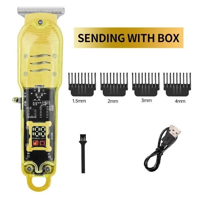

Перезаряжаемые машинки для стрижки волос Профессиональные машинки для стрижки волос Прозрачные электрические триммеры для волос для мужчин Беспроводная машинка для стрижки волос жёлтый