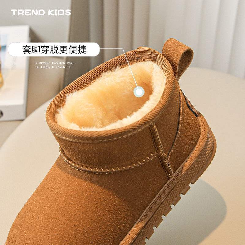 Children's snow boots winter warm boys soft-soled waterproof non-slip thick-soled girls baby short velvet cotton boots