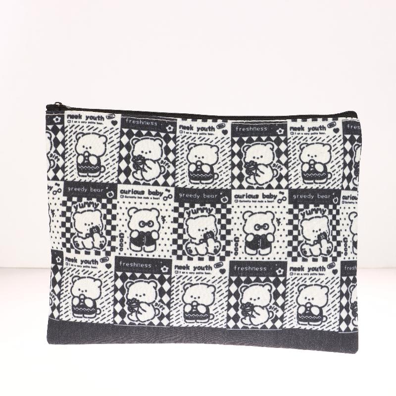 Cute Little Bear Cosmetic Bag Cartoon Canvas Makeup Bag Large Capacity Travel Toiletry Bag Clutch Bag For Girl Gifts