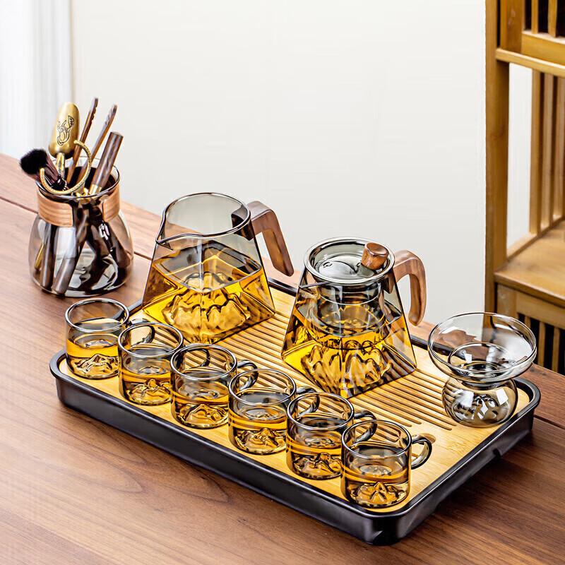 Qixuanyuan Glass Tea Set with Bamboo Tray