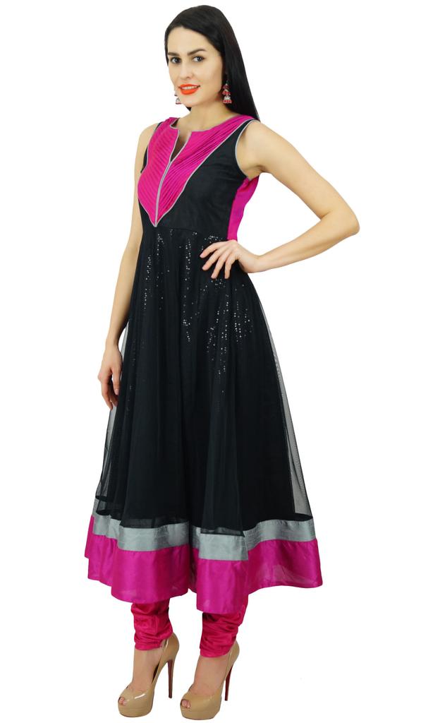 Atasi Womens Readymade Black Anarkali Suit With Dupatta Salwaar Kameez