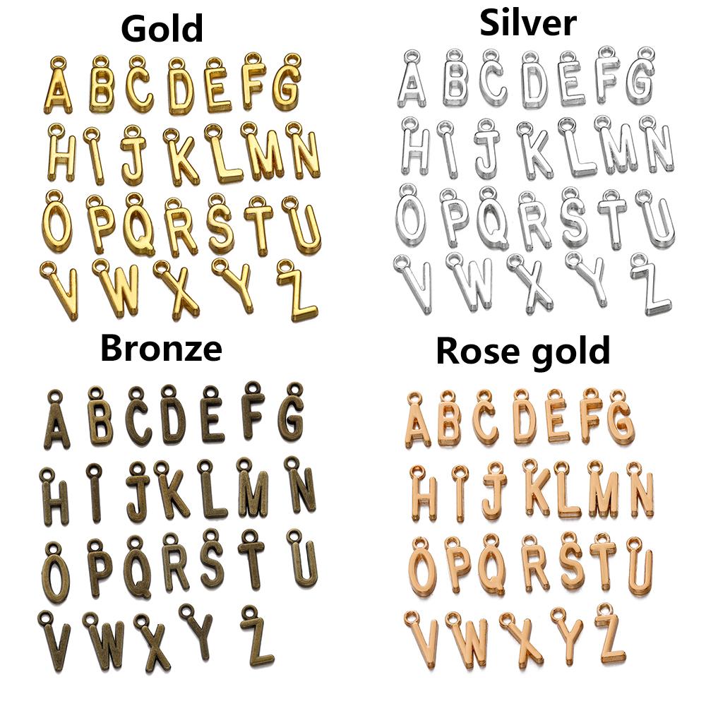 26-30Pcs 7X16 mm Alloy 26 Alphabet A-Z Letters Charms Pendants For DIY Bracelet Necklace Jewelry Making Supplies Accessories