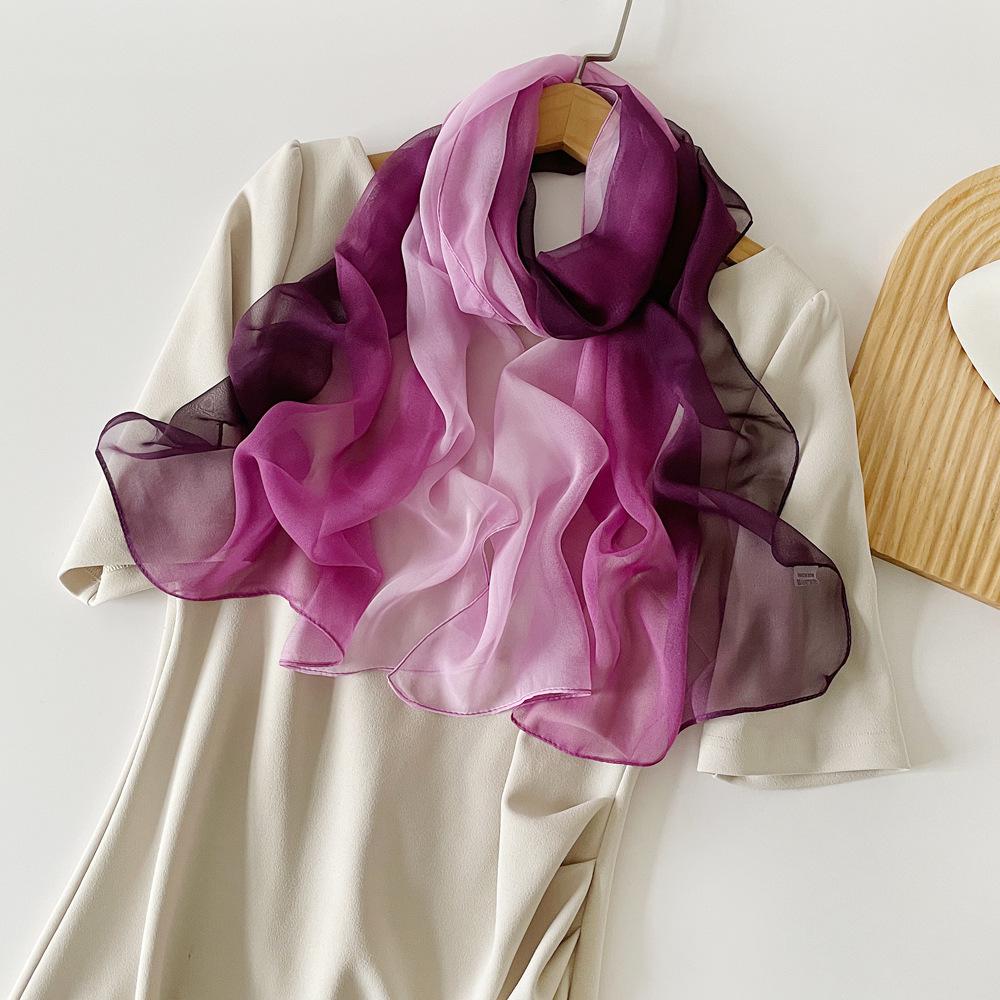 Spring And Summer Satin Long Scarf For Women Sunscreen Shawl Fashionable Beauty Scene Satin Long Scarf Versatile Travel Scarf