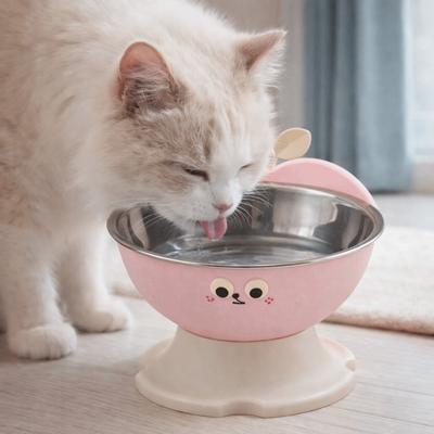 High-Legged Cat Feeding Bowl No Spill Anti-Slip Stainless Steel Dog Bowl Removable Large-Capacity Food Water Bowls