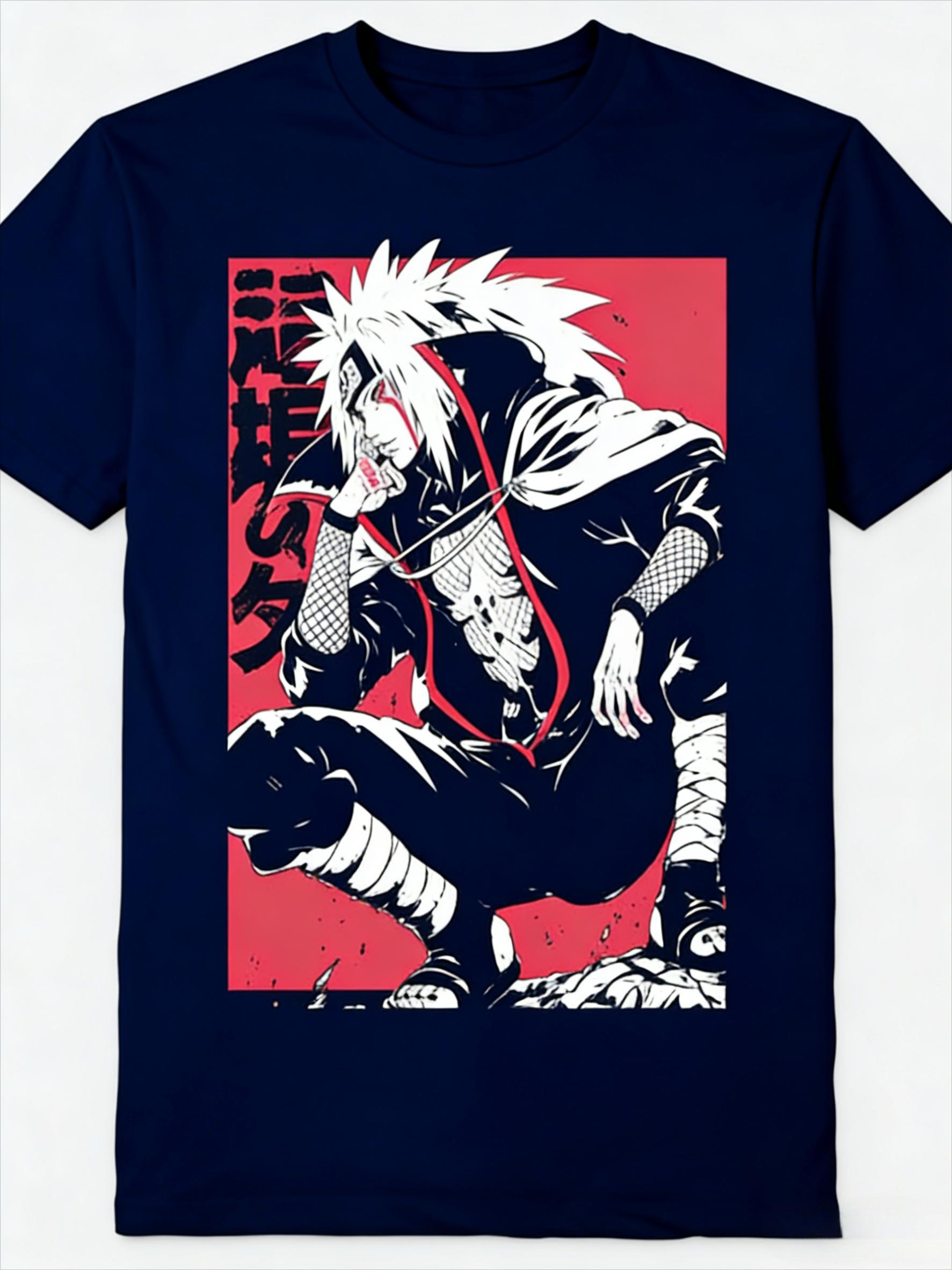 

Jiraiya T-Shirt Men Summer Naruto Shippuden Manga Character Graphic Short Sleeve Oversized Streetwear Anime Fan Tee S разноцветный