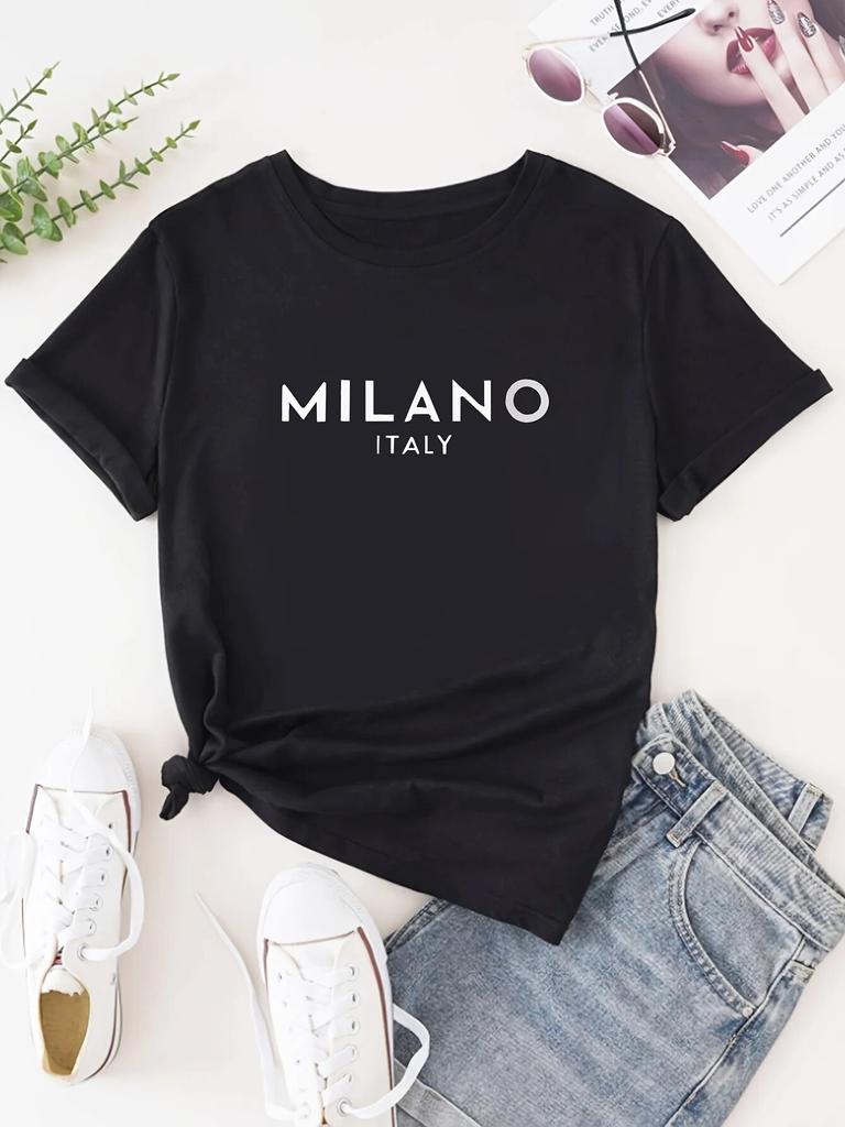 T-Shirt mit Buchstabenaufdruck und Rundhalsausschnitt, lässiges Kurzarm-T-Shirt für Frühling & Sommer, WoUnisex-Kleidung, Valentinstag Unisex