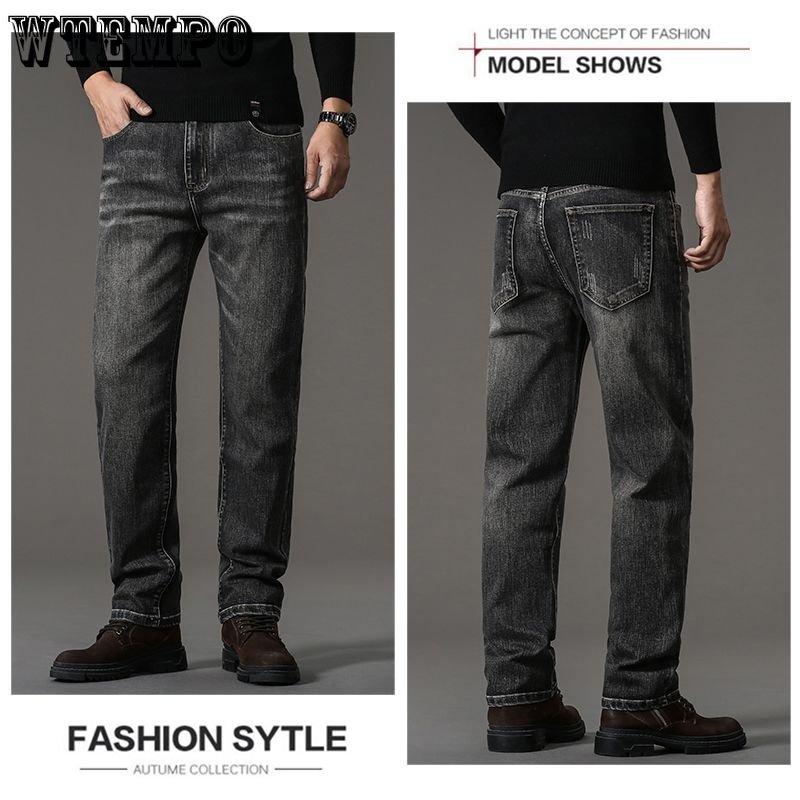 Men's Jeans Spring and Autumn Smoky Gray Jeans New Loose Simple Straight Pants Casual Versatile Men's Pants