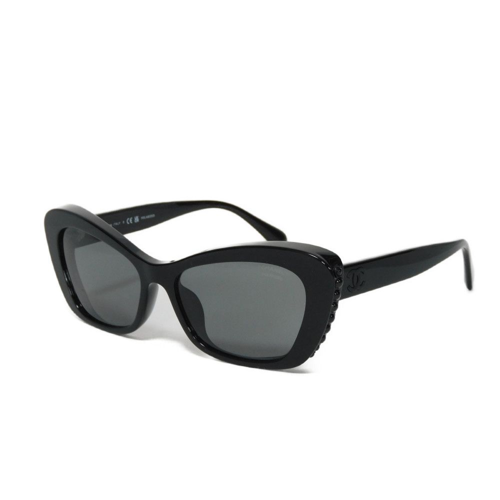 Used 10097 Cat Eye Shape Eyewear 5481-HA c.888/T8 7968 Black Faux Pearl COCO Mark Acetate Black Women's from Japan