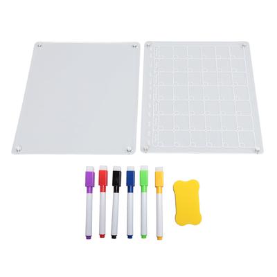Magnetischer Acrylkalender, wiederverwendbar, transparent, trocken abwischbar, Kühlschranktafel mit 6 Markern, 1 Tafelradierer für Mo