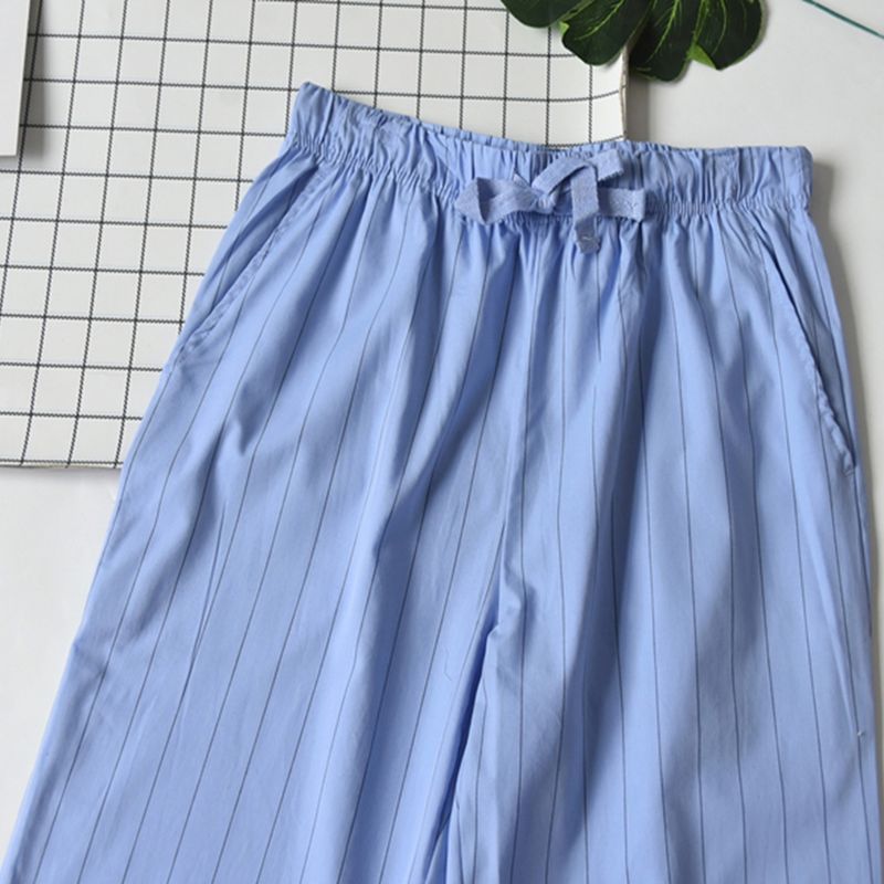 Foreign Trade Men's Plus size round Neck Short sleeve Trousers Pajamas Set Summer Thin Cotton Can Be Worn outside Casual Home Wear