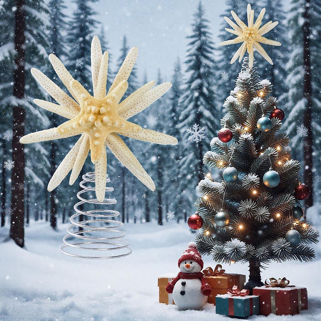 Christmas Decor - Sea Star Tree Topper - Xmas Holiday Tree Top Decoration for Indoor Outdoor Home Room Party