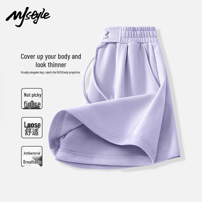 MJ STYLE Women s Pleated Hem Casual Shorts M