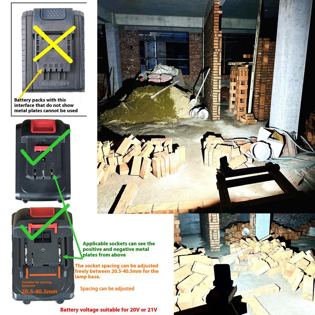 Adjustable Clamp Battery Power Work Light With 2 Mode For Power Tool Batteries LED Light Indoor Outdoor Use