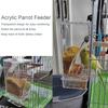 Automatischer Futterspender für Vogelkäfige ohne Kleckern, Transparente Acryl-Papageiensamenfutterspender mit Sitzstange, Wellensittich-Futterbehälter, Käfigzubehör