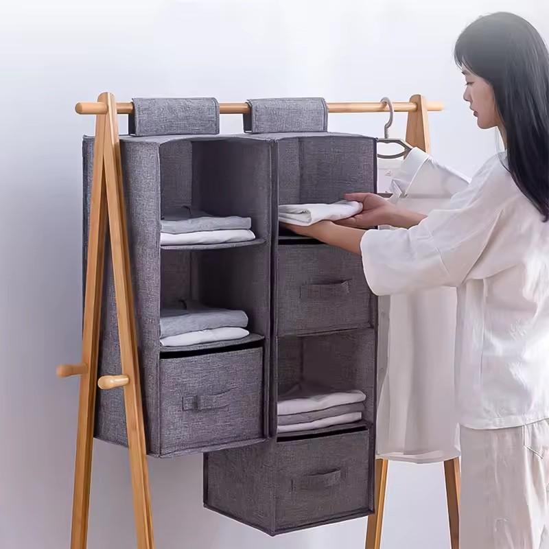 1/3/4/5 Layer Portable Wardrobe Hanging Storage Bag Interlayer Drawer Type Clothes Hangers Holder Hanging Closet Organizer