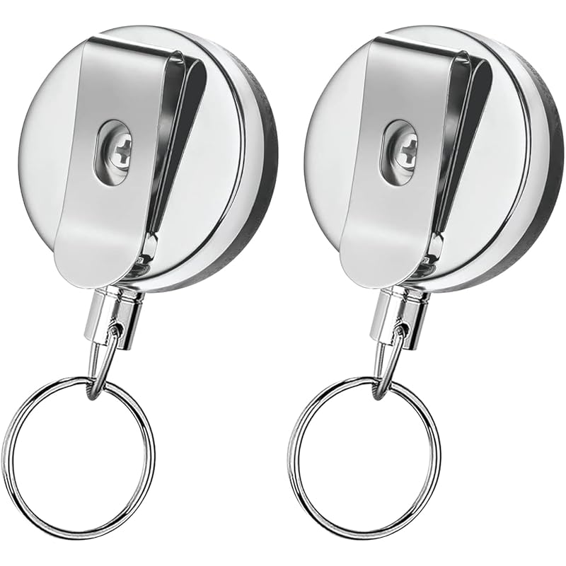 

Accuprints Pack Of 2 Heavy Duty Retractable Badge Holder With Key Ring Pack of 2 серебряный