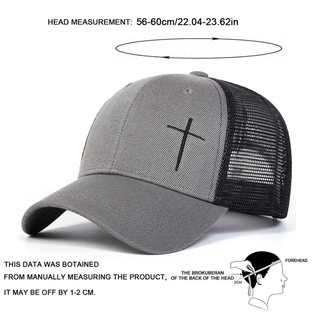 Unisex Cross Embroidery Baseball Net Caps Outdoor Adjustable Spring And Summer Casual Sunscreen Hat