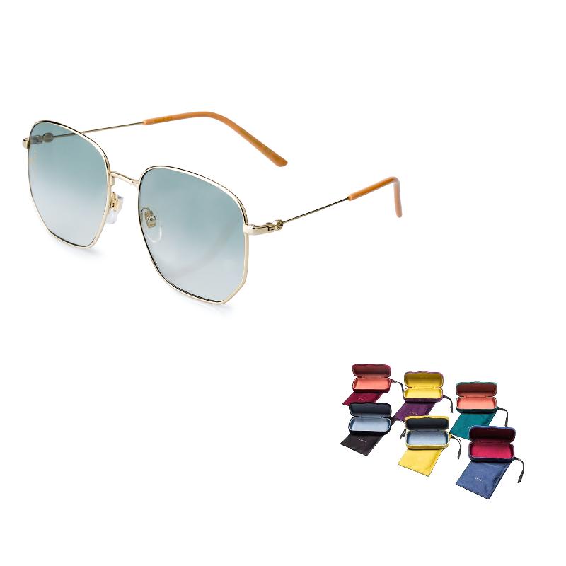 

GUCCI Cross Choker Gradient Lenses Metallic Square Sunglasses Unisex Couples F золотой
