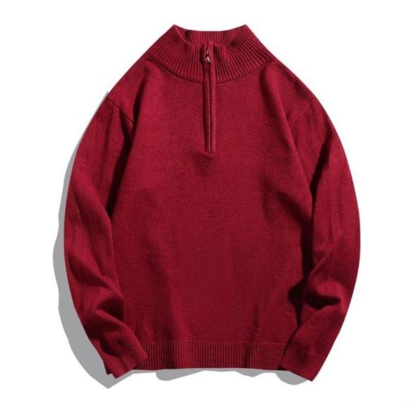 Men S Plus Size Long Sleeve Half Zip Turtleneck Casual Knit Sweater
