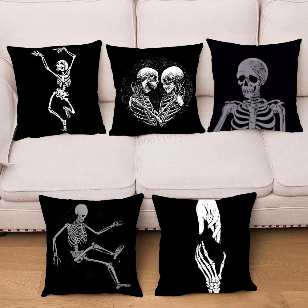 1pc Anatomical Skeleton Chalkboard Pillow Case Square Bedroom Sofa Leisure Comfort Cushion Car Living Room Home Decoration