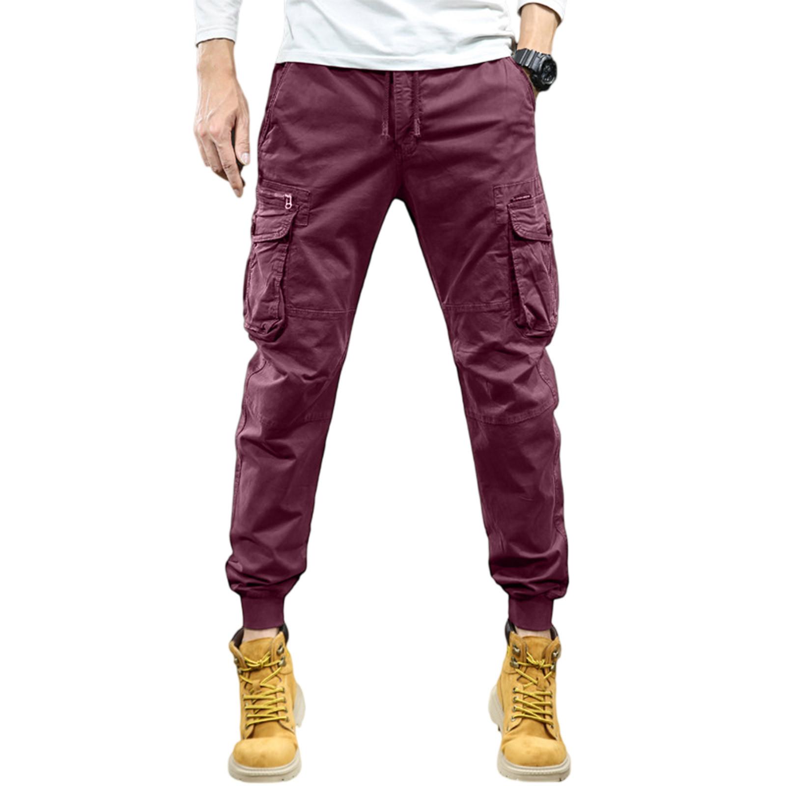 

Men s Sports Casual Jogging Trousers Lightweight Hiking Work Pants Outdoor Pant XL винний