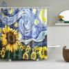 Plant Sunflower Palm Cactus Seaside Scenic Flower Frabic Waterproof Polyester Shower Curtain Bath Curtains with Hooks
