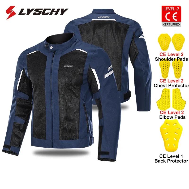 LYSCHY Motorcycle Jacket Pants Summer Mesh Breathable Motorbike Jacket Men Women CE2 Level Protective Anti-fall Motocross Jacket