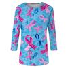 Women's Fashion Casual Seven Split Sleeve Printed Loose Round Neck Top