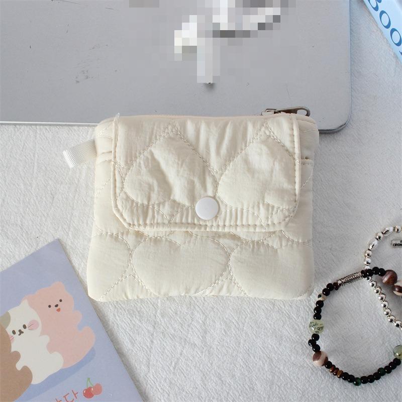Cute Style Quilted Card Case  ID Case  Multi-function Flip Snap Storage Bag  Portable Coin Purse  Bluetooth Headset Bag