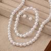 4pcs Fashionable Simple & Elegant Faux Pearl Beaded Necklace Bracelet Earrings Jewelry Set, Perfect for Dinners, Dates, Gatherings, and Parties