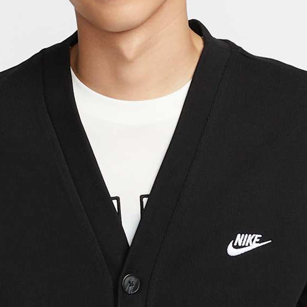 Nike Club Fairway Cardigan Fashionable Versatile Long Sleeve Jacket Men Jacket Black FZ9114-010