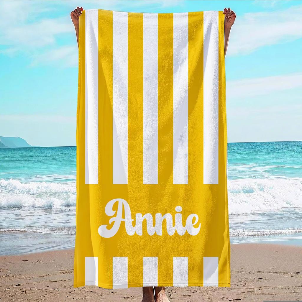 Personalized Striped Beach Towel Microfiber Towel Thin Quick Dry Absorbent for Beach Swimming Yoga Bath Sports