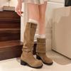 Pleated Pile Boots Women's Thick Heel Thin Platform Boots Women's 2025 New Summer Western Boots Tall Knight Boots