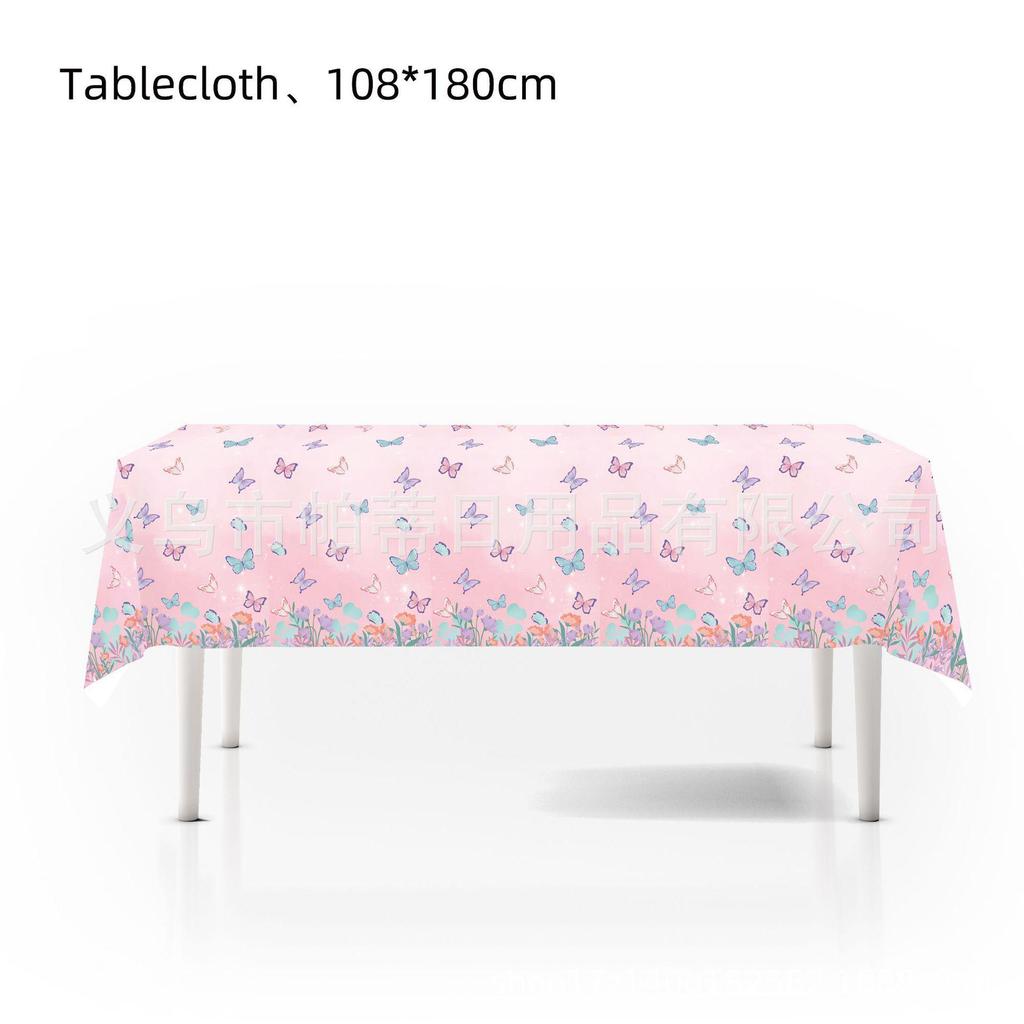 Pink Butterfly Birthday Party Supplies: Disposable Plates, Cups, Tablecloth, Banners, and Balloons for Girls