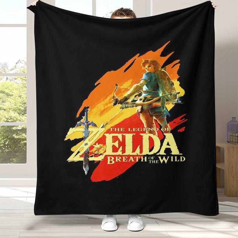 Retro Z-Zelda Cartoon Link Games Flannel Blanket,Ultra Soft Warm Plush Throw for Home Bedroom Bed Sofa Cover Camping Picnic Kid