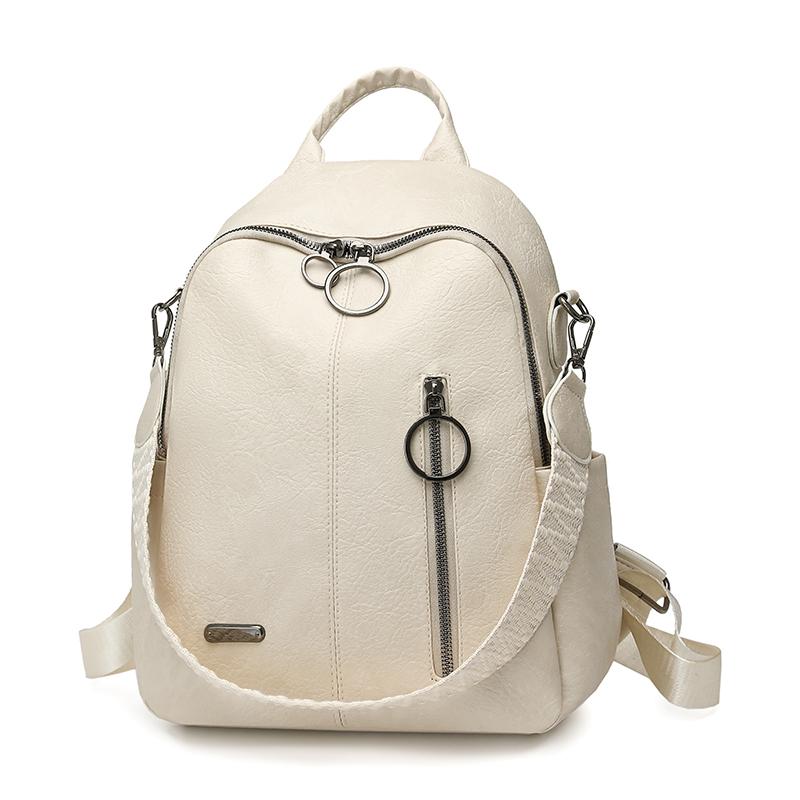 Retro PU Backpack Women s Large Capacity Multi-use Shoulder Bag