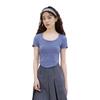 Levis Solid Color U-Neck Pullover Short Sleeve T-Shirt Women Tops Purple 0019V-0000