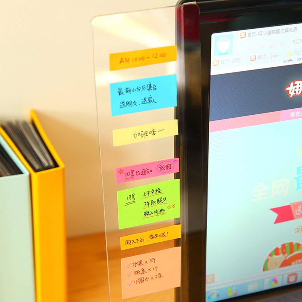 Bestmaple Message Board for Computer Display, 2-Piece Set, Acrylic Transparent Board with Mobile Phone Stand, Ruler, Stick-On Board, Memo Stand,