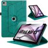 Case + Tempered Glass for iPad Air 13 Inch M4/M3/M2 2026/2025/2024, 360° Rotatable Green Tree Pattern